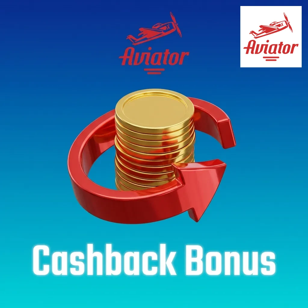 Cashback bonus concept showing percentage of losses refunded to player's casino account for Aviator game