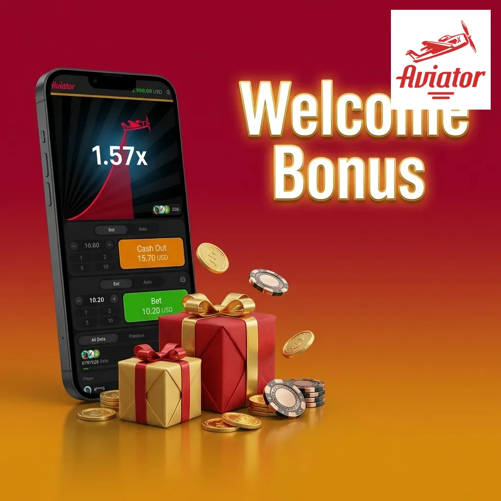 New player welcome bonus offering 100-150% match on first deposit with wagering requirements for Aviator game